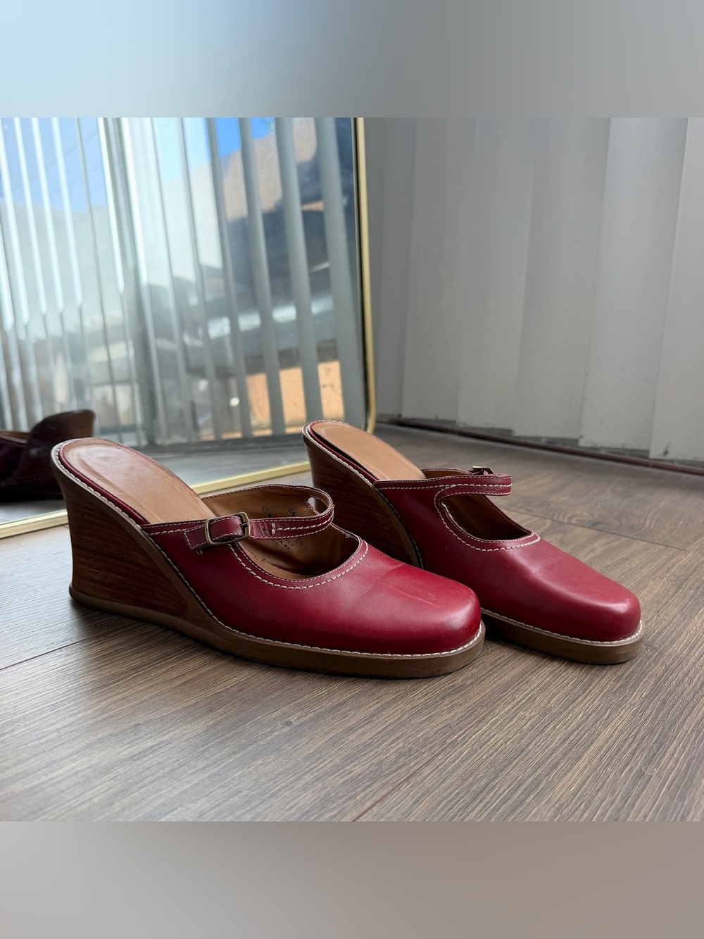 G.H. Bass & Co. Red Mary Jane Wedge Mules